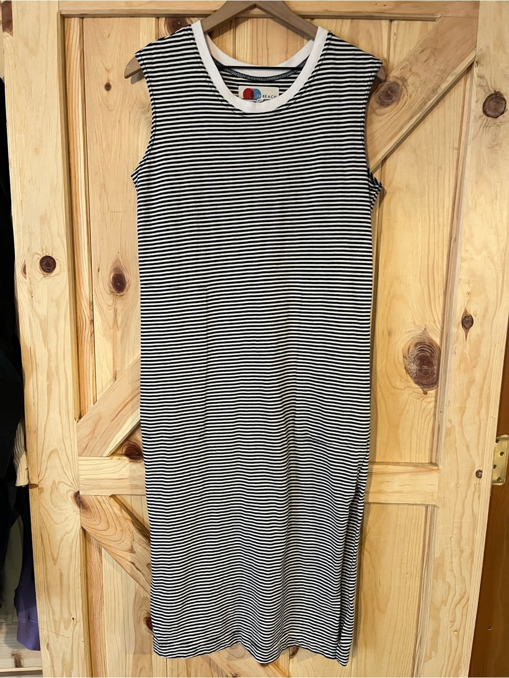 Free People Beach Striped Dress Side Slits & Pockets 100% Cotton
